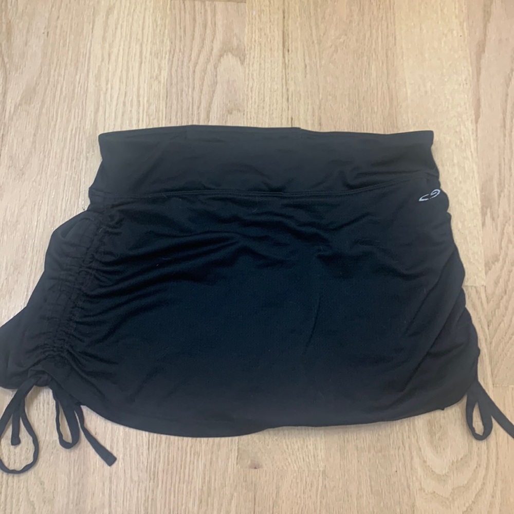 ruched side black champion tennis skirt
